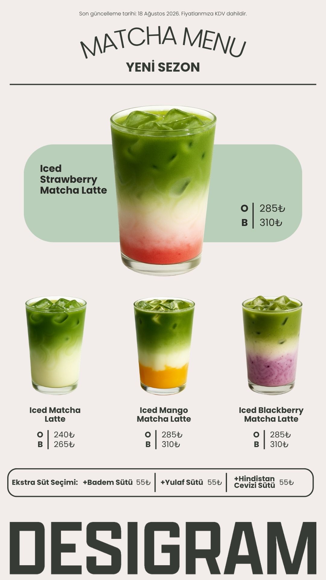 Matcha menüsü, yeni sezon